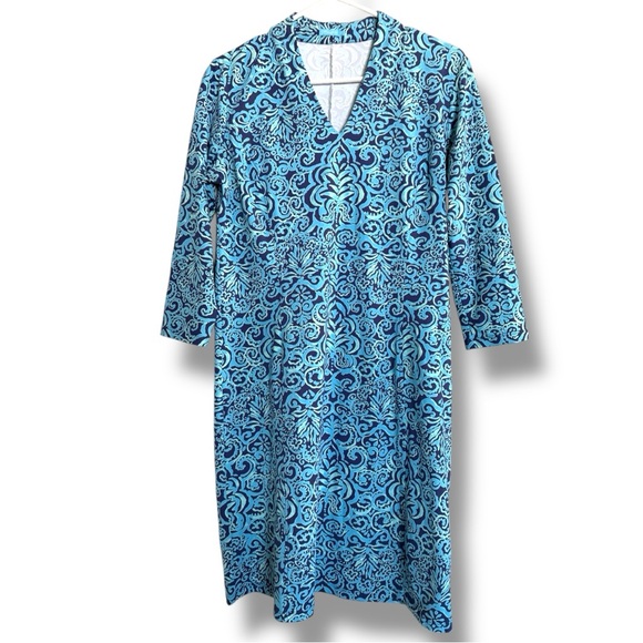 J. McLaughlin Ivana Catalina Cloth V Neck 3/4 Length Dress Size Large - Picture 2 of 7